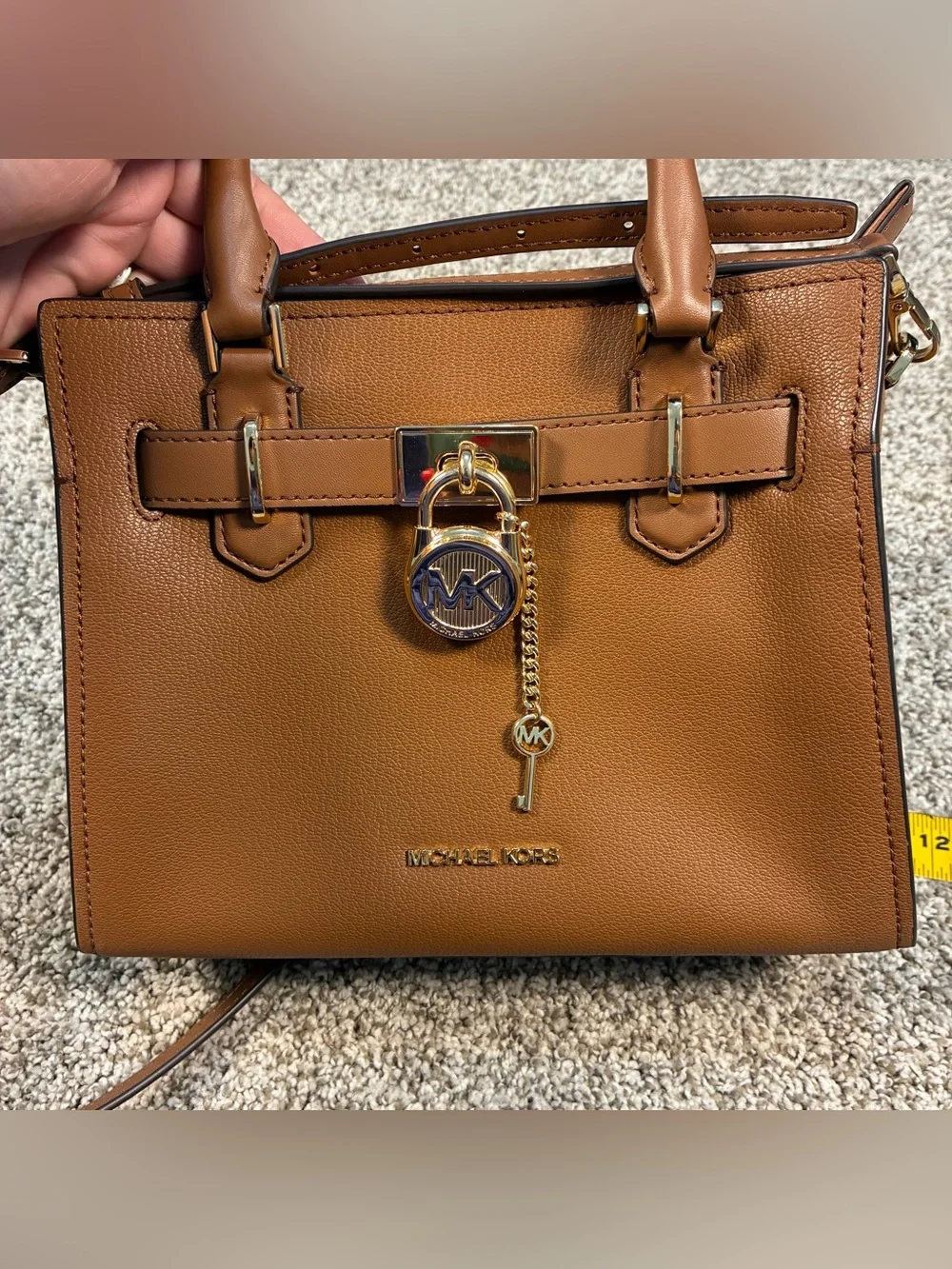 Michael Kors Hamilton Brown Leather Satchel with Gold Hardware